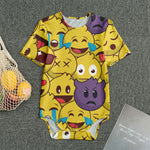 Cute Emoji Pattern Print Men's Bodysuit