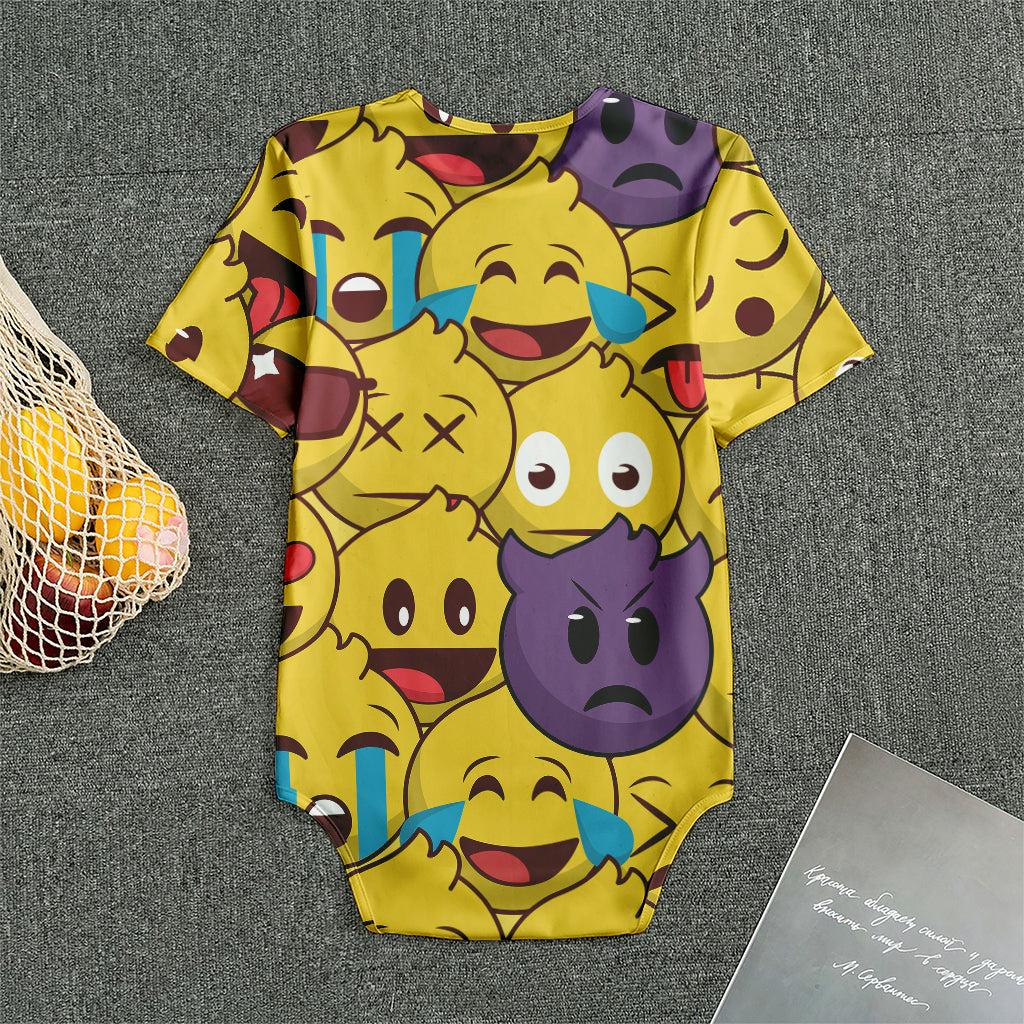 Cute Emoji Pattern Print Men's Bodysuit