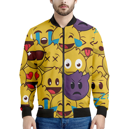 Cute Emoji Pattern Print Men's Bomber Jacket