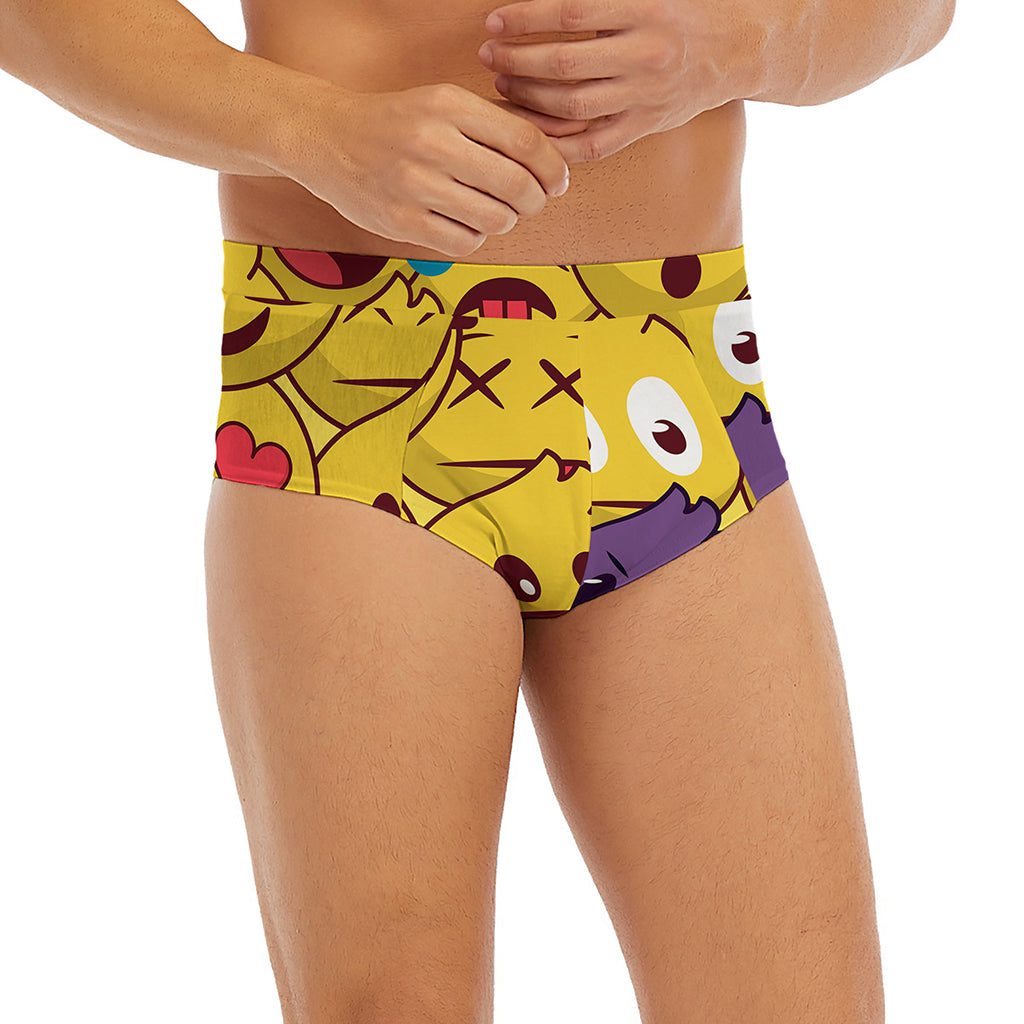 Cute Emoji Pattern Print Men's Briefs
