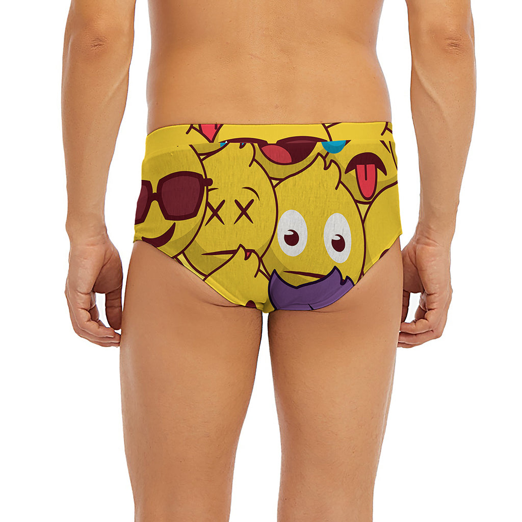 Cute Emoji Pattern Print Men's Briefs
