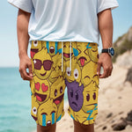 Cute Emoji Pattern Print Men's Cargo Shorts