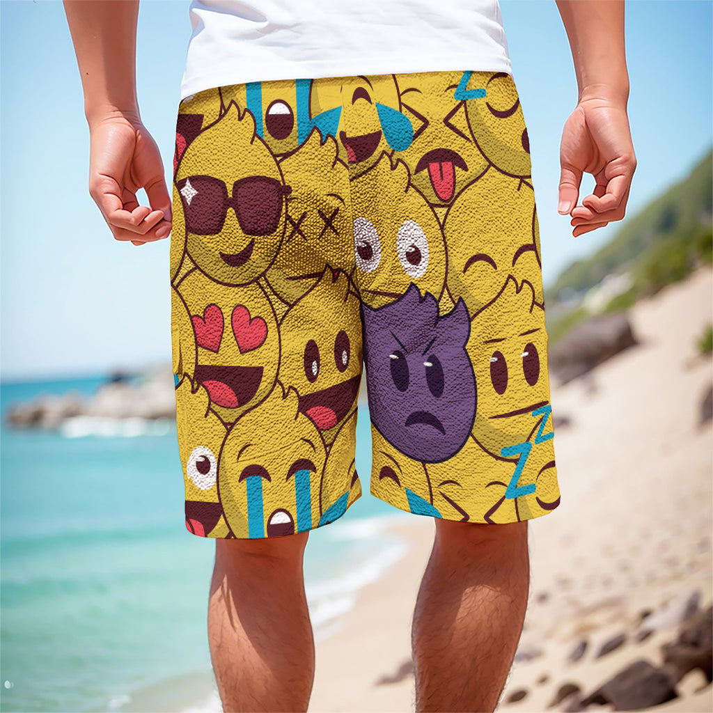 Cute Emoji Pattern Print Men's Cargo Shorts