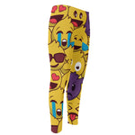 Cute Emoji Pattern Print Men's Compression Pants