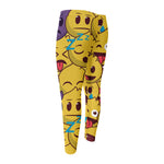 Cute Emoji Pattern Print Men's Compression Pants