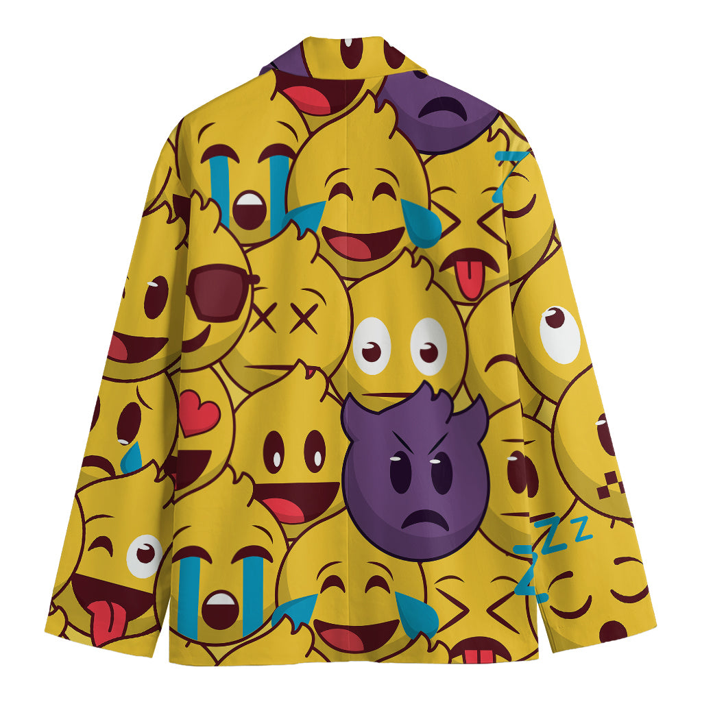 Cute Emoji Pattern Print Men's Cotton Blazer