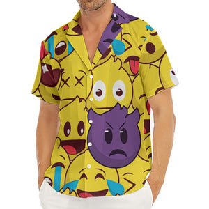 Cute Emoji Pattern Print Men's Deep V-Neck Shirt