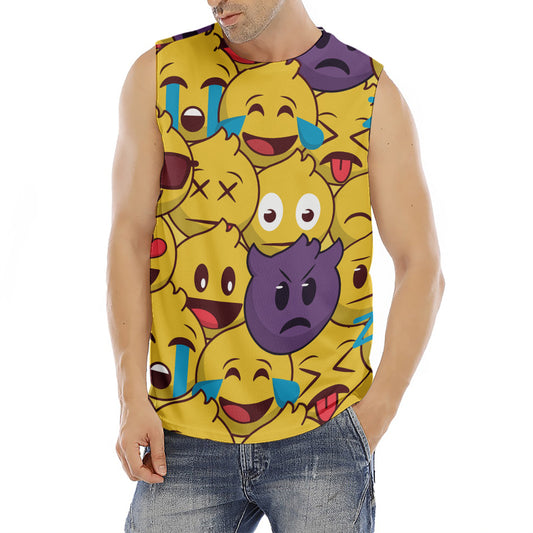 Cute Emoji Pattern Print Men's Fitness Tank Top