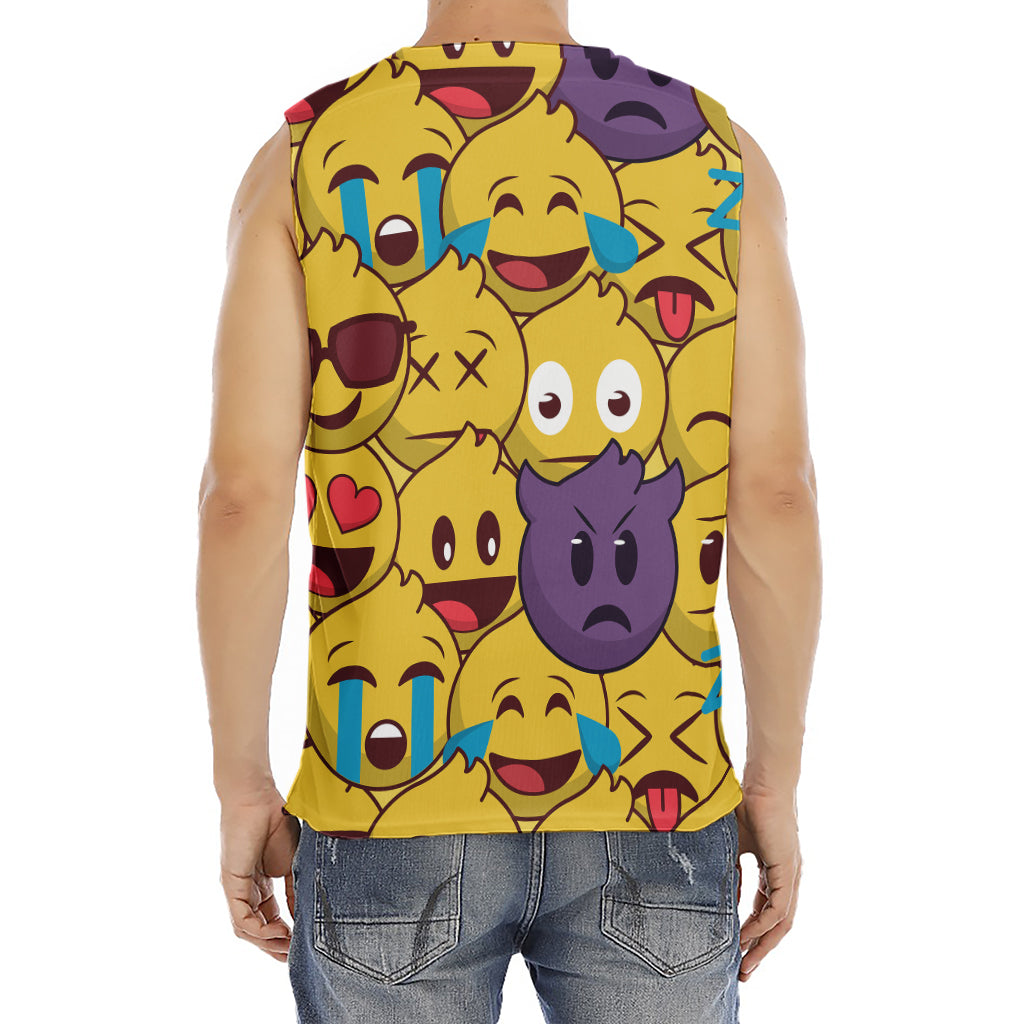 Cute Emoji Pattern Print Men's Fitness Tank Top