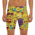 Cute Emoji Pattern Print Men's Long Boxer Briefs