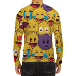 Cute Emoji Pattern Print Men's Long Sleeve Rash Guard