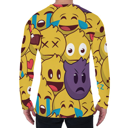 Cute Emoji Pattern Print Men's Long Sleeve T-Shirt