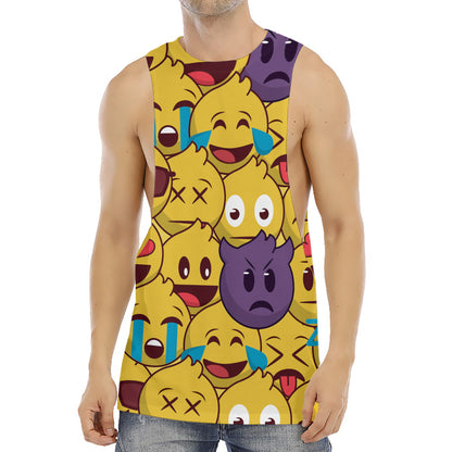 Cute Emoji Pattern Print Men's Muscle Tank Top