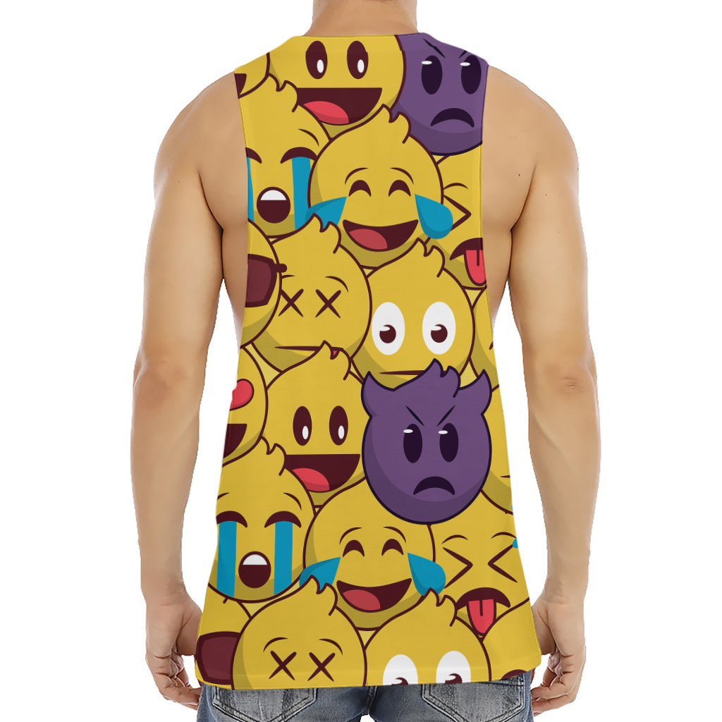 Cute Emoji Pattern Print Men's Muscle Tank Top