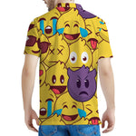 Cute Emoji Pattern Print Men's Polo Shirt
