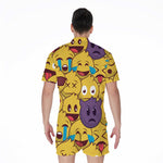 Cute Emoji Pattern Print Men's Rompers