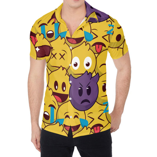 Cute Emoji Pattern Print Men's Shirt