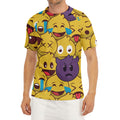 Cute Emoji Pattern Print Men's Short Sleeve Rash Guard