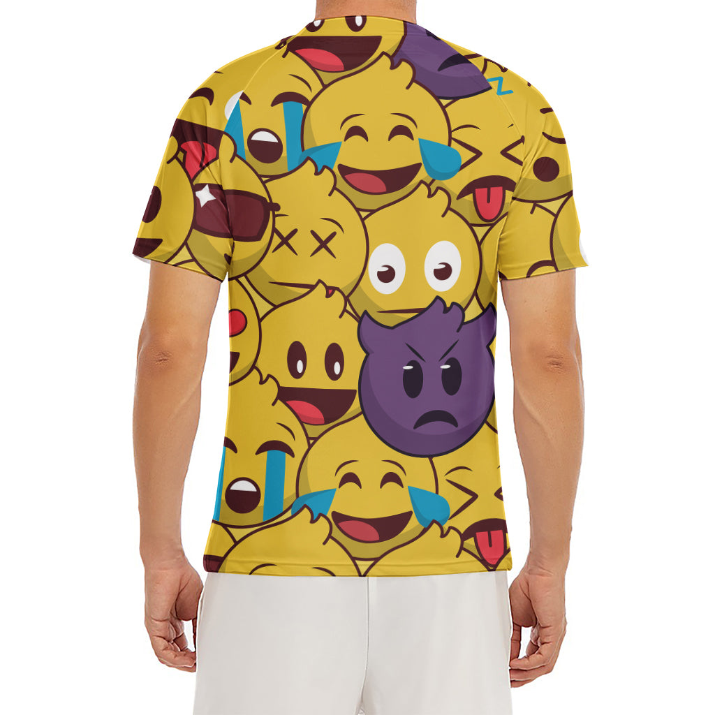 Cute Emoji Pattern Print Men's Short Sleeve Rash Guard