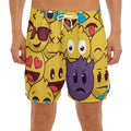 Cute Emoji Pattern Print Men's Split Running Shorts