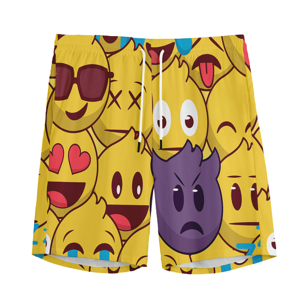 Cute Emoji Pattern Print Men's Sports Shorts