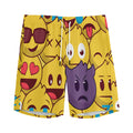 Cute Emoji Pattern Print Men's Athletic Shorts