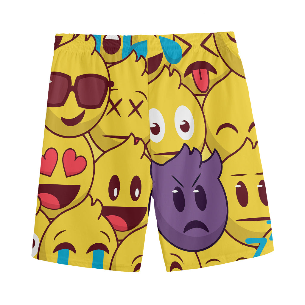 Cute Emoji Pattern Print Men's Sports Shorts