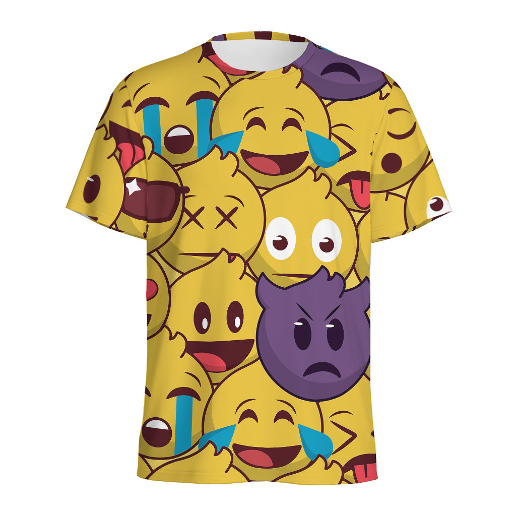 Cute Emoji Pattern Print Men's Sports T-Shirt