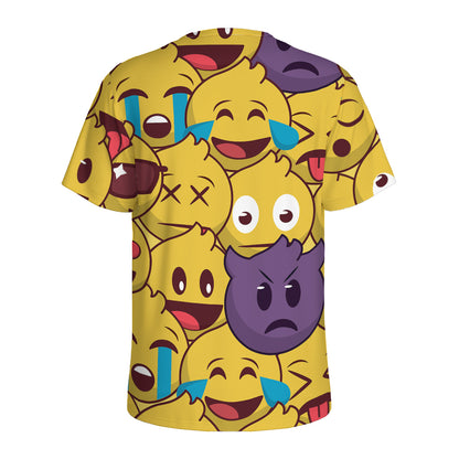 Cute Emoji Pattern Print Men's Sports T-Shirt