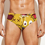 Cute Emoji Pattern Print Men's Swim Briefs