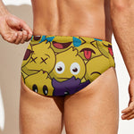 Cute Emoji Pattern Print Men's Swim Briefs