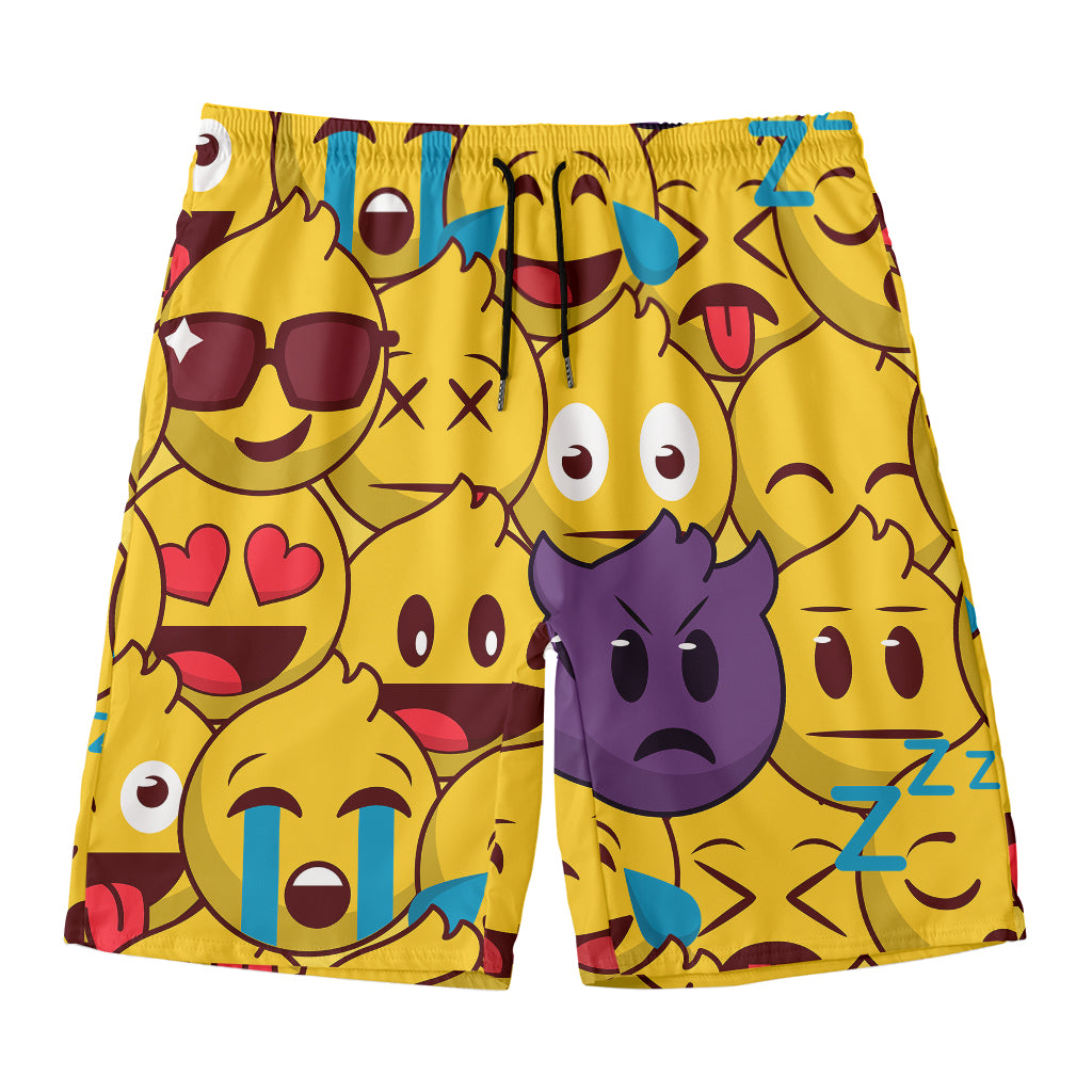 Cute Emoji Pattern Print Men's Swim Trunks