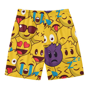 Cute Emoji Pattern Print Men's Swim Trunks