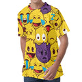 Cute Emoji Pattern Print Men's Velvet T-Shirt