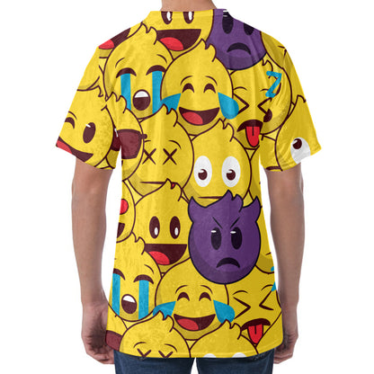 Cute Emoji Pattern Print Men's Velvet T-Shirt