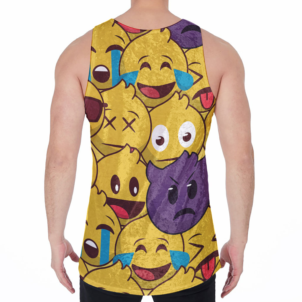 Cute Emoji Pattern Print Men's Velvet Tank Top