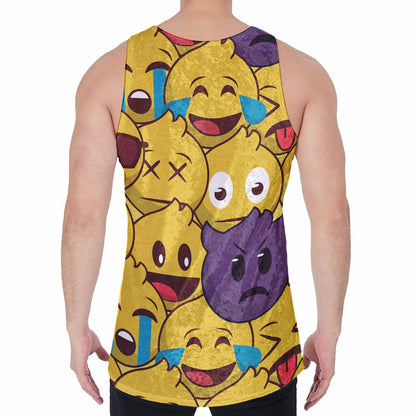 Cute Emoji Pattern Print Men's Velvet Tank Top