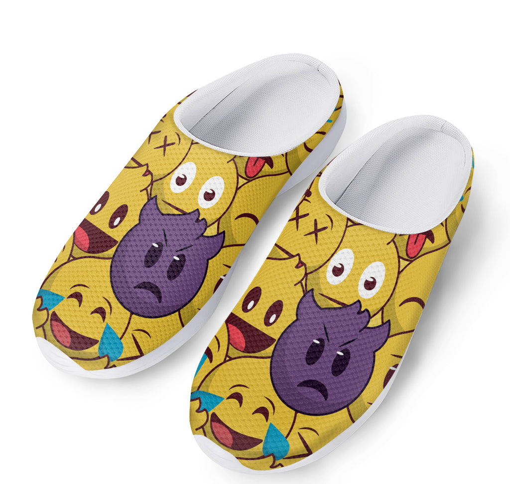Cute Emoji Pattern Print Mesh Casual Shoes