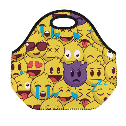 Cute Emoji Pattern Print Neoprene Lunch Bag