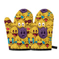 Cute Emoji Pattern Print Oven Mitts