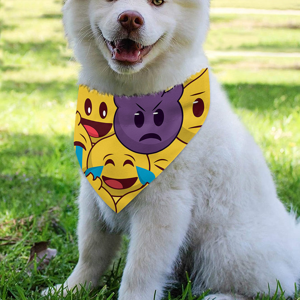 Cute Emoji Pattern Print Over The Collar Dog Bandana