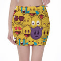 Cute Emoji Pattern Print Pencil Mini Skirt