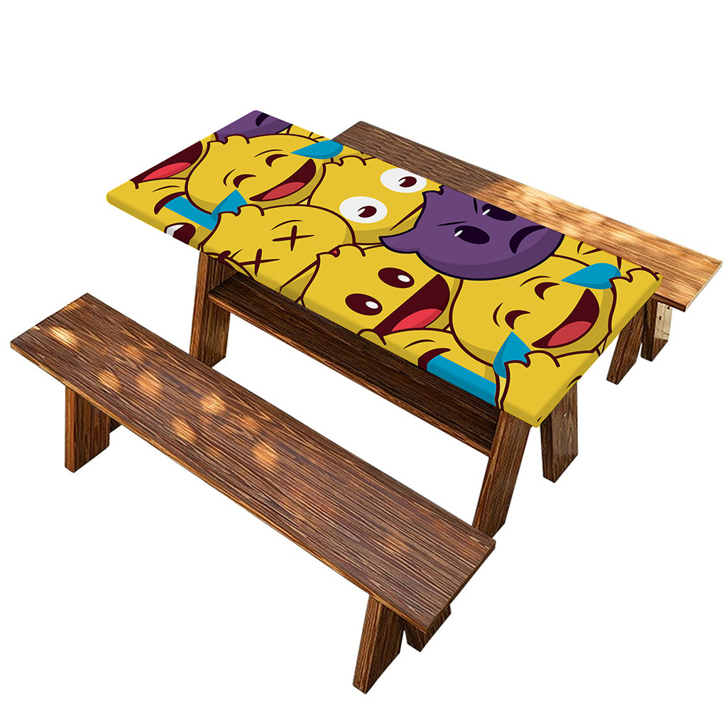 Cute Emoji Pattern Print Picnic Table Cover