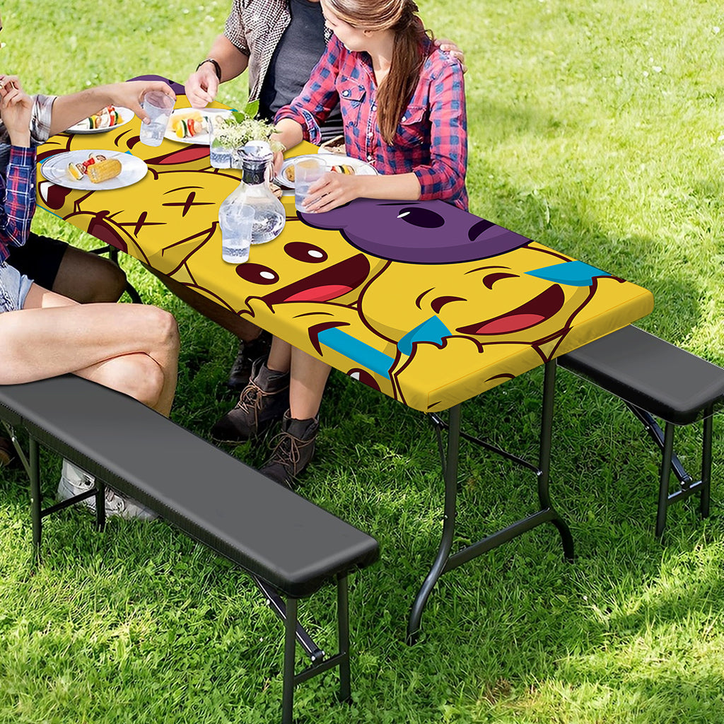 Cute Emoji Pattern Print Picnic Table Cover