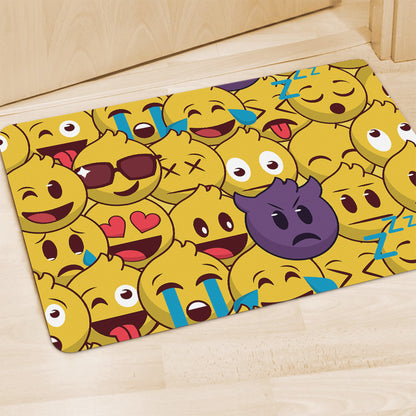 Cute Emoji Pattern Print Polyester Doormat