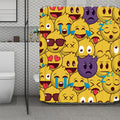 Cute Emoji Pattern Print Polyester Shower Curtain