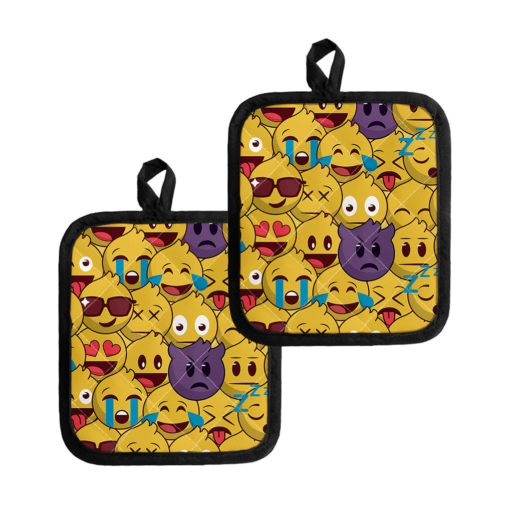 Cute Emoji Pattern Print Pot Holders