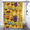 Cute Emoji Pattern Print Premium Shower Curtain