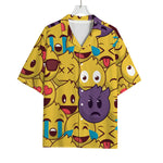 Cute Emoji Pattern Print Rayon Hawaiian Shirt