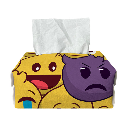 Cute Emoji Pattern Print Rectangle Tissue Box Cover